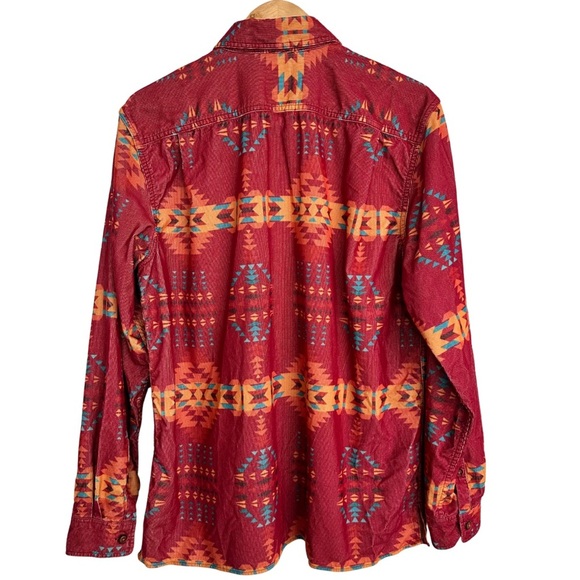 Territory Ahead Red Orange Papagayo Corduroy Popover Shirt Medium Southwestern - Picture 7 of 7